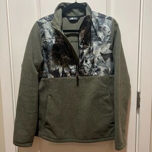 North Face - Women’s Green and Black Floral Quarter-Zip Pullover